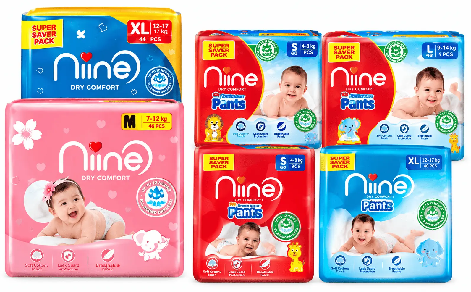 NINE SANITARI PADS/DIAPERS